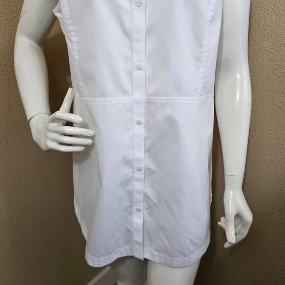 FOXCROFT NYC Heritage Non-Iron White Cotton Sleeveless Button Up Tunic Top~10 - Picture 3 of 10